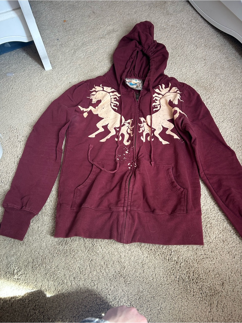 Maroon Zip Up With Horses